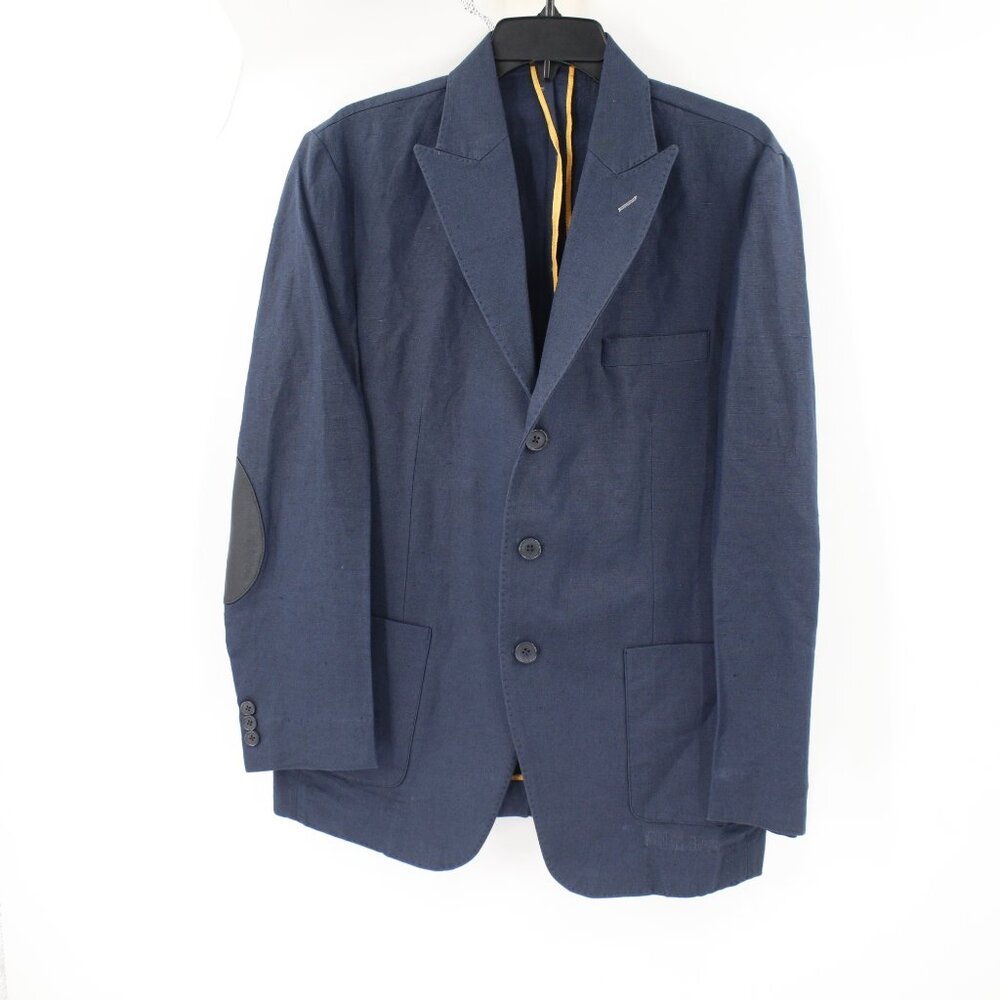 Studiosuits Sport Coat Men 42R Unstructured Linen Peak lapel Patch pockets blue